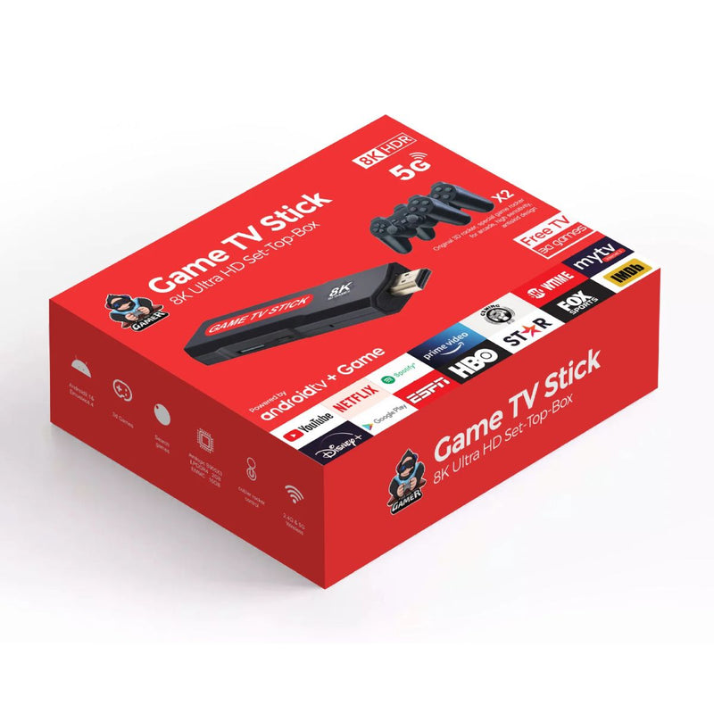 TV Stick 8K HDR 5G com Controle Remoto e 2 Controles de Jogo