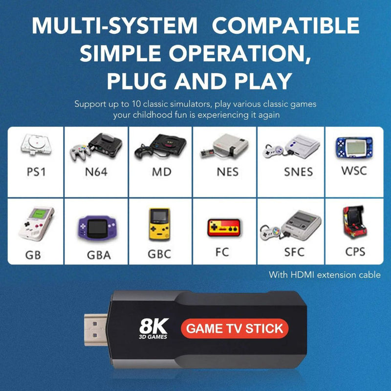 TV Stick 8K HDR 5G com Controle Remoto e 2 Controles de Jogo