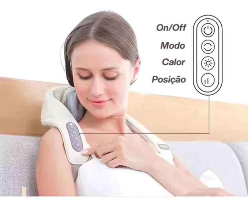 Aparelho Massagem Pescoço Ombros Terapêutica Portátil  Recarregável