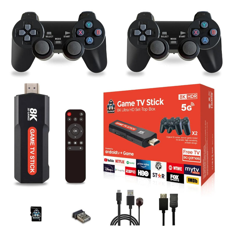 TV Stick 8K HDR 5G com Controle Remoto e 2 Controles de Jogo