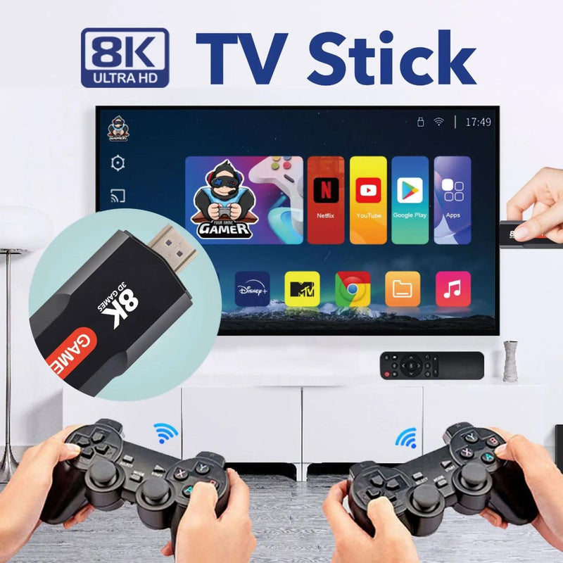 TV Stick 8K HDR 5G com Controle Remoto e 2 Controles de Jogo