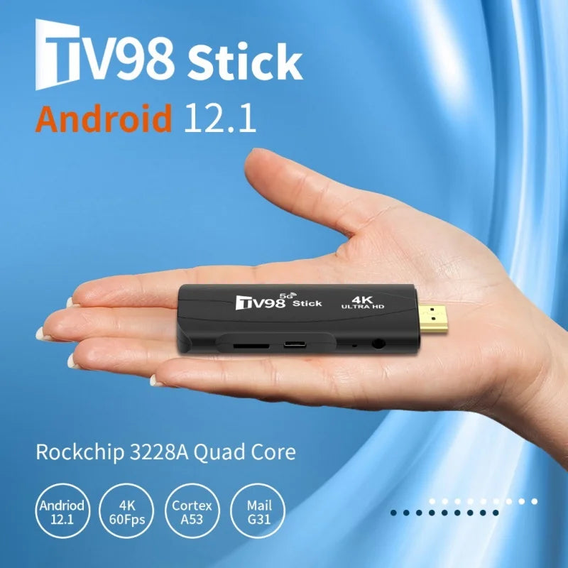 TV Box Portable Media Player TV98 RK3228A TV Stick 2.4G 5G WiFi 4K Smart TV Android12.1 Box Dual Frequency