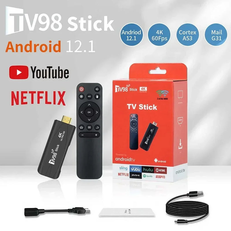 TV Box Portable Media Player TV98 RK3228A TV Stick 2.4G 5G WiFi 4K Smart TV Android12.1 Box Dual Frequency