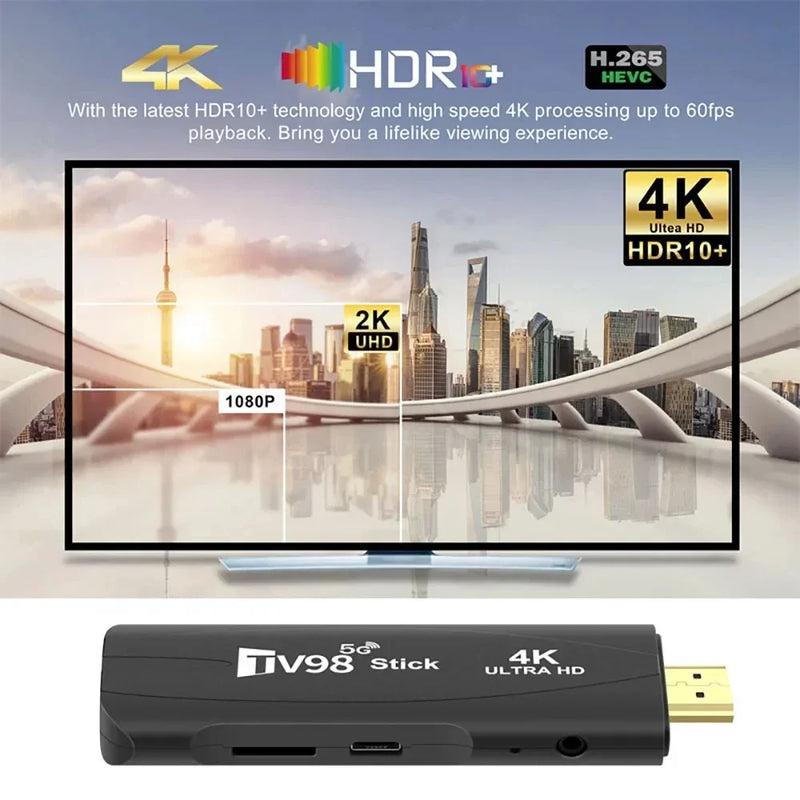 TV Box Portable Media Player TV98 RK3228A TV Stick 2.4G 5G WiFi 4K Smart TV Android12.1 Box Dual Frequency