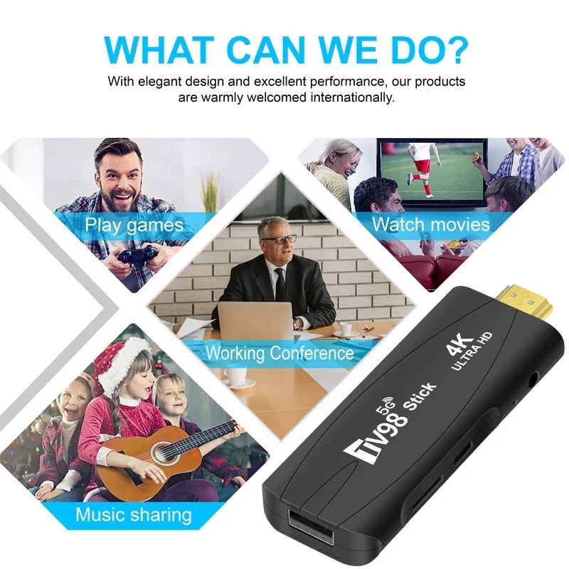 TV Box Portable Media Player TV98 RK3228A TV Stick 2.4G 5G WiFi 4K Smart TV Android12.1 Box Dual Frequency